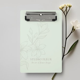 Mint Green | Chic Minimal Floral Mini Clipboard