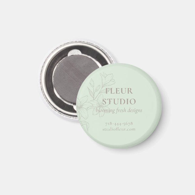 Mint Green | Chic Minimalist Floral  Magnet (Front/Back)