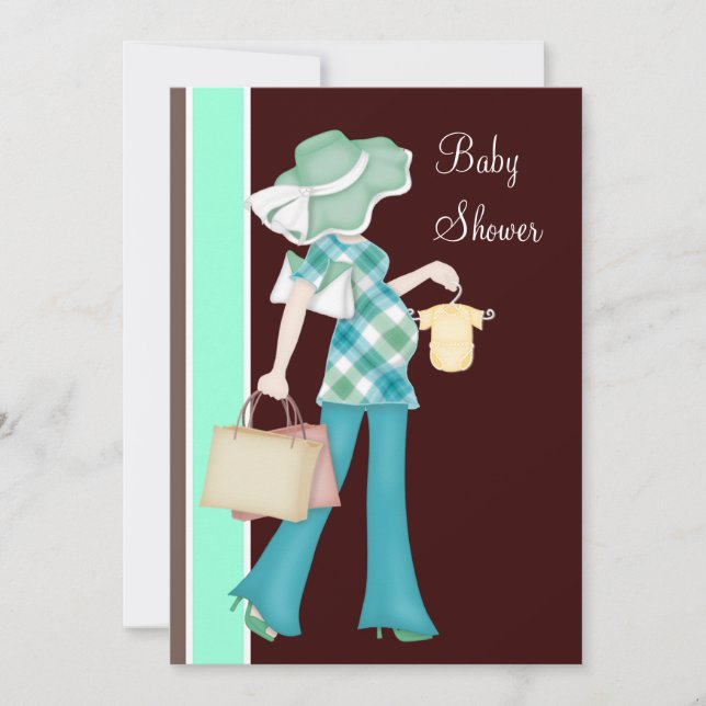 Mint Green Chocolate Brown Baby Shower Invitation (Front)