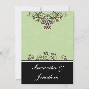 Mint Green & Chocolate Brown Wedding Invitation