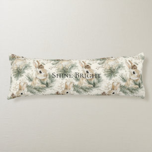 Mint Green Christmas Bunny Rabbits Body Pillow