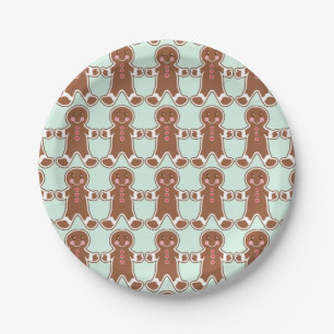 Mint Green Christmas Gingerbread Boys Paper Plates