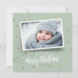 Mint Green Christmas Photo Greeting Card