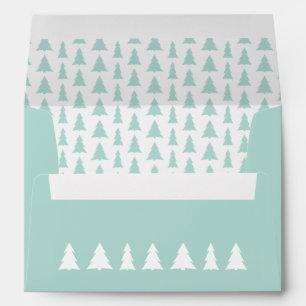 Mint Green Christmas Tree Printed Return Address Envelope
