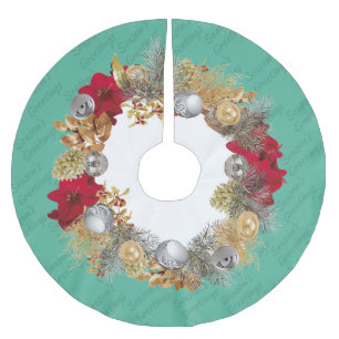 Mint Green Christmas Wreath Brushed Polyester Tree Skirt