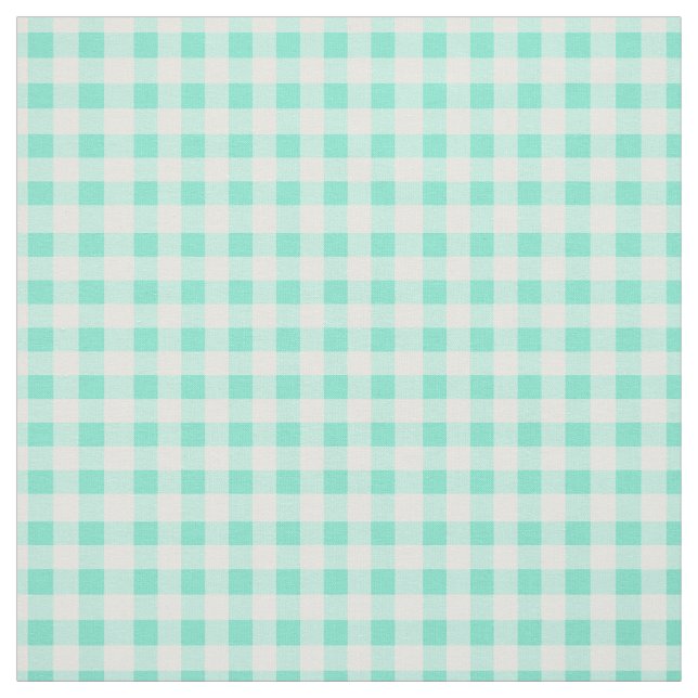 Mint Green Classic Gingham Checked Pattern Fabric (Swatch)