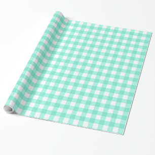 Mint Green Classic Gingham Chequered Pattern Wrapping Paper
