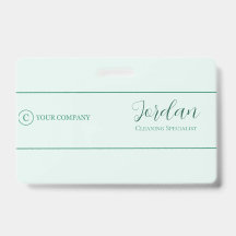 Mint Green Cleaning Service Logo Employee ID
