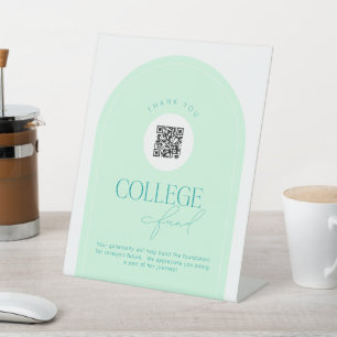 Mint Green College Fund QR Code Pedestal Sign