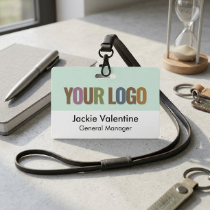 Mint Green Colourful Logo Modern Employee Badge