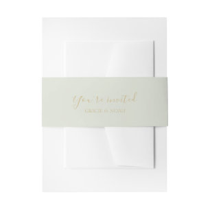 Mint Green Couple Monogrammed Wedding Invitation Belly Band