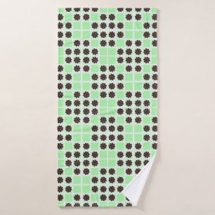 Mint Green Cream And Chocolate Chip Quilt Pattern Bath Towel