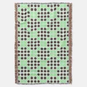 Mint Green Cream And Chocolate Chip Quilt Pattern Throw Blanket