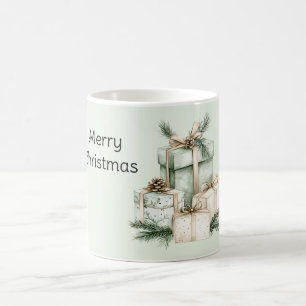 Mint Green Cream Gifts Pine Cones Christmas Coffee Mug