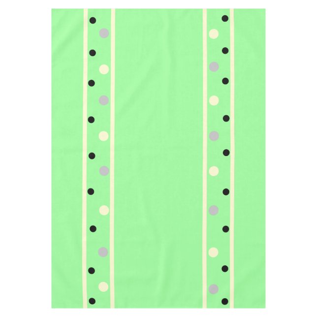 Mint Green Cream Grey Polka Dots Tablecloth (Front)