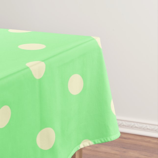 Mint Green Cream Polka Dots Tablecloth (In Situ)