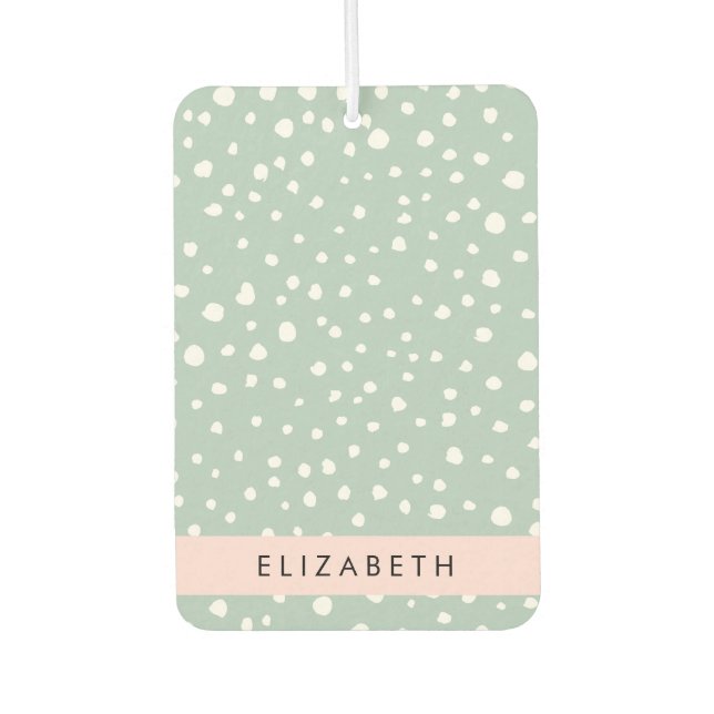 Mint Green Dalmatian Dots, Spots, Your Name Air Freshener (Front)