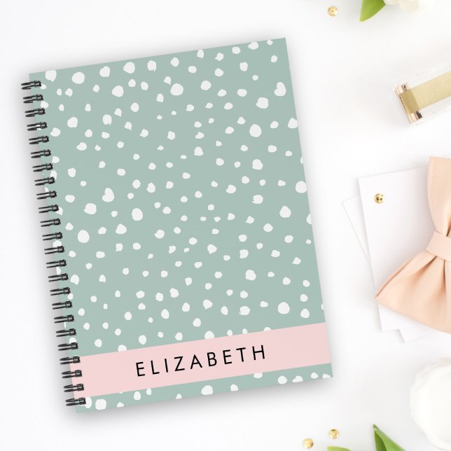 Mint Green Dalmatian Dots, Spots, Your Name Notebook (Creator Uploaded)