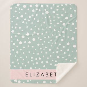 Mint Green Dalmatian Dots, Spots, Your Name Sherpa Blanket