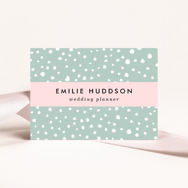 Mint Green Dalmatian Spots, Dalmatian Dots, Dotted Business Card (Creator Uploaded)