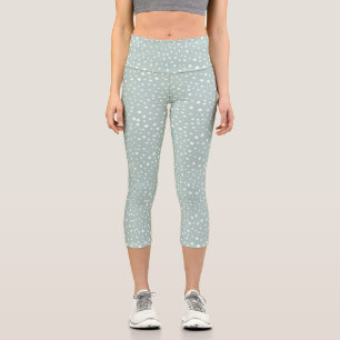 Mint Green Dalmatian Spots, Dalmatian Dots, Dotted Capri Leggings