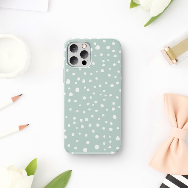 Mint Green Dalmatian Spots, Dalmatian Dots, Dotted Case-Mate iPhone Case (Creator Uploaded)