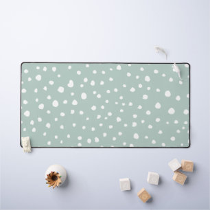 Mint Green Dalmatian Spots, Dalmatian Dots, Dotted Desk Mat