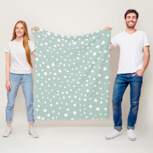 Mint Green Dalmatian Spots, Dalmatian Dots, Dotted Fleece Blanket