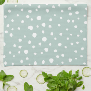 Mint Green Dalmatian Spots, Dalmatian Dots, Dotted Kitchen Towel