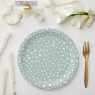 Mint Green Dalmatian Spots, Dalmatian Dots, Dotted Paper Plate