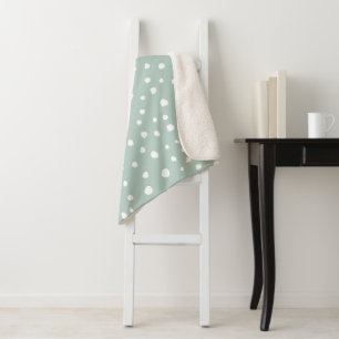 Mint Green Dalmatian Spots, Dalmatian Dots, Dotted Sherpa Blanket