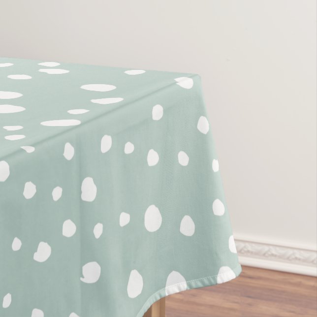 Mint Green Dalmatian Spots, Dalmatian Dots, Dotted Tablecloth (In Situ)