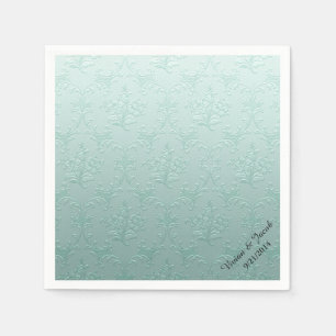 Mint Green Damask Custom Wedding Napkins