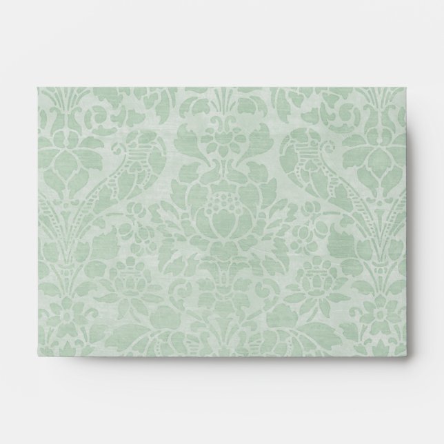 Mint Green Damask Envelope A6 (Front)