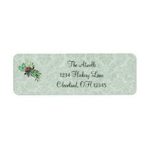 Mint Green Damask Return Address Labels