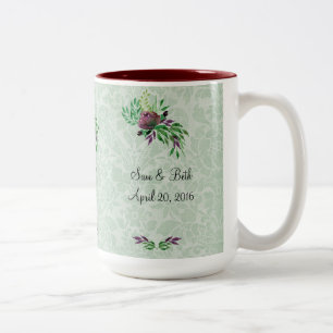 Mint Green Damask Thank You 15 oz Two-Tone Mug