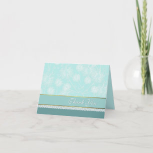 Mint Green Dandelion Wedding Thank You Note Card