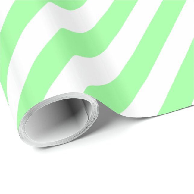 Mint Green Diagonal Stripe Wrapping Paper (Roll Corner)