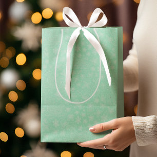 Mint Green Doodle Christmas Sleigh Pattern Medium Gift Bag
