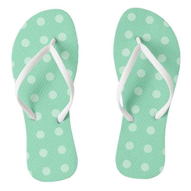 Mint Green Dots Trendy Template Rustic Design Flip Flops (Footbed)