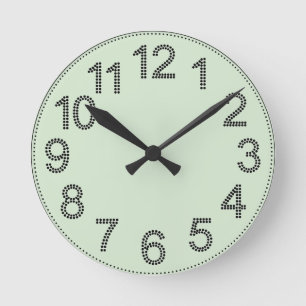Mint Green Dotted Numbers Wall Round Clock
