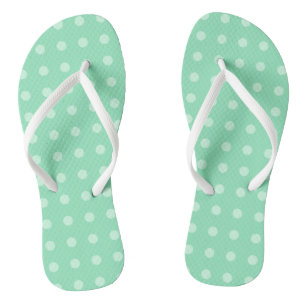 Mint Green Dotted Template Classic Design Elegant Flip Flops