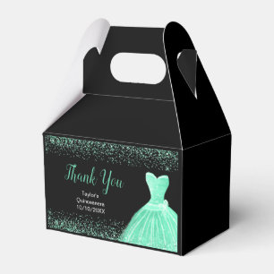Mint Green Dress Faux Glitter Quinceanera Favor Box