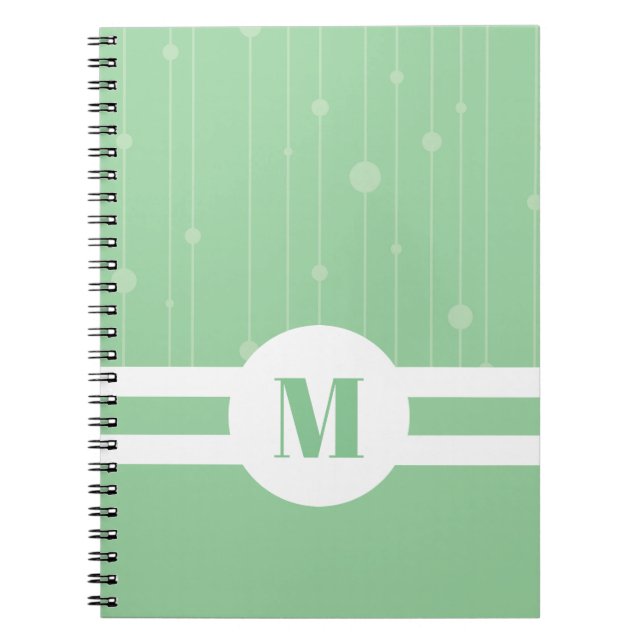 Mint green ecofriendly monogram pastel modern  notebook (Front)