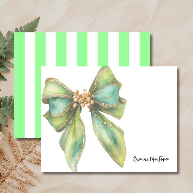 Mint Green Elegant Big Bow Thank You Note Card (Creator Uploaded)