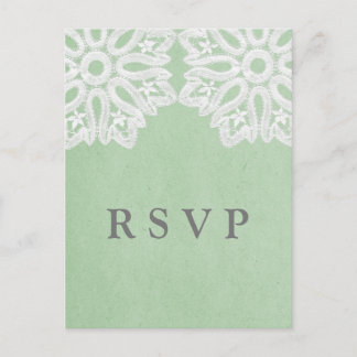 Mint Green Elegant Lace RSVP Postcard