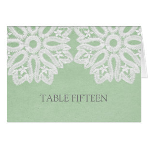Mint Green Elegant Lace Table Number Card