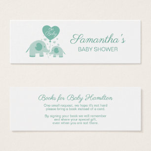 Mint Green Elephant Baby Shower Book Request