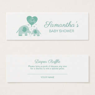 Mint Green Elephant Baby Shower Diaper Raffle