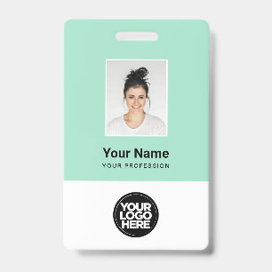 Mint Green Employee Photo, Bar Code, Logo, Name Badge